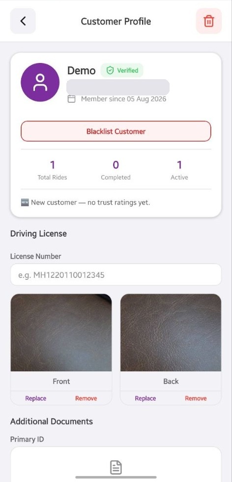 Customer profile in the Velosta vault
